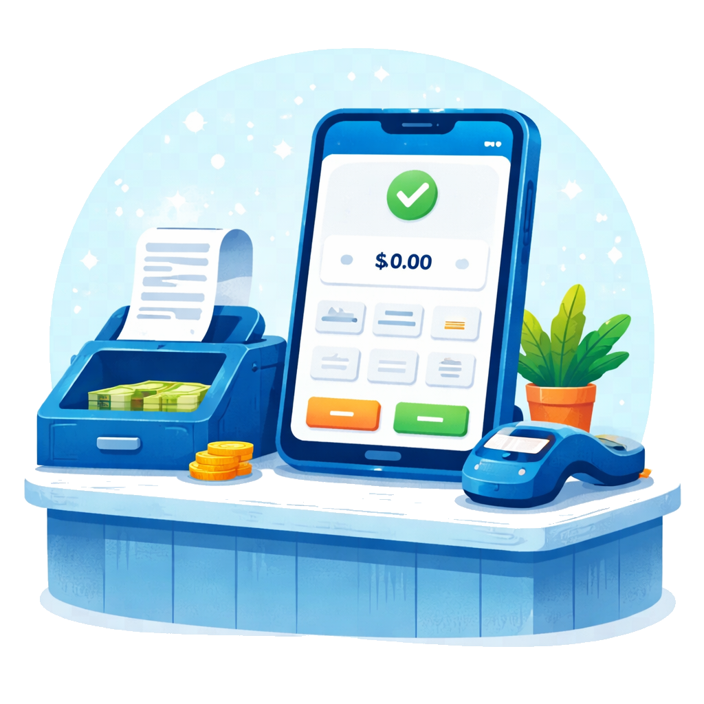 Ilustracion comercial de ventas rapidas desde Android